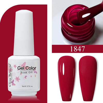 Clou Beaute 8ml Gel Polish Colorful Glitter UV Nail Gel Vernis Semi Permanent Glass Bottle Blue Green White Soak Off Gel Nail