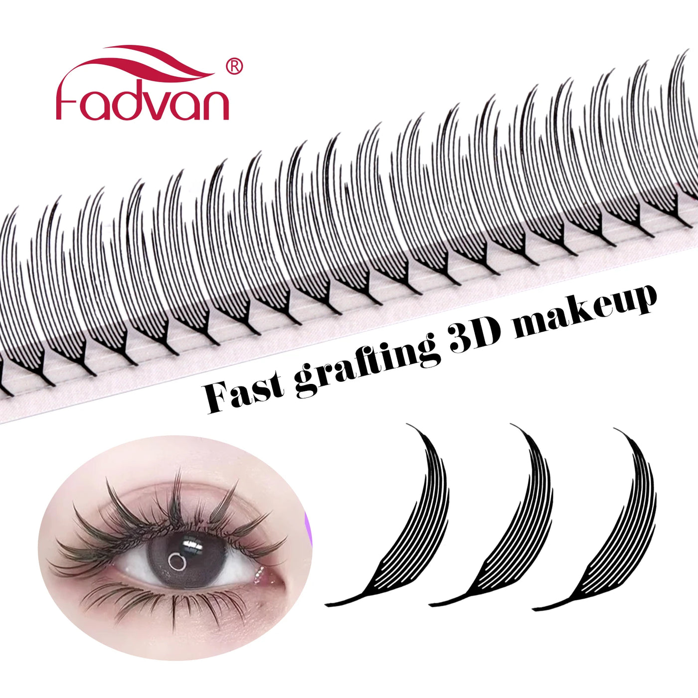 FADVAN D Curl Devil Comic Cartoon Spirit Style 8-14mm Heart Feather Spire Eyelash Extension Demon Tower Top 3D Light Lash
