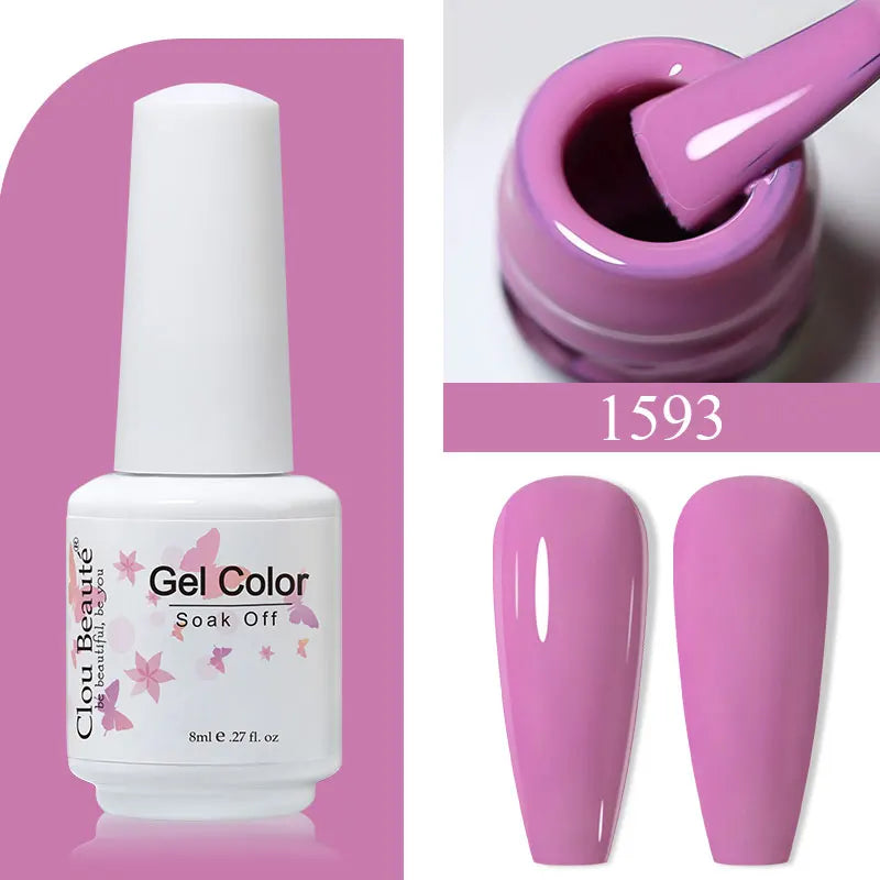 Clou Beaute 8ml Gel Polish Colorful Glitter UV Nail Gel Vernis Semi Permanent Glass Bottle Blue Green White Soak Off Gel Nail