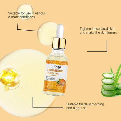 Turmeric Facial Essence Oil Nourishing Brightening Fade Dark Spot Skin Care Smoothing Firming Glowing Complexion Moisturizing
