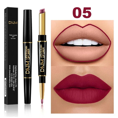 Double Ended Matte Lipstick Women Lip Liner 2 In 1 Makeup Matte Lipstick Durable Waterproof Nude Red Lipstick Lips Cosmetics