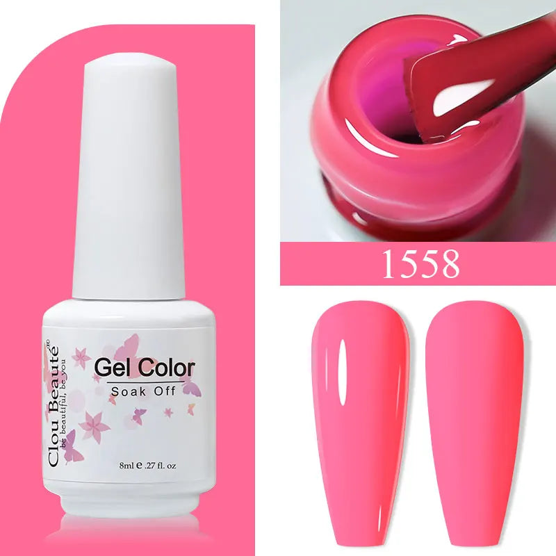 Clou Beaute 8ml Gel Polish Colorful Glitter UV Nail Gel Vernis Semi Permanent Glass Bottle Blue Green White Soak Off Gel Nail