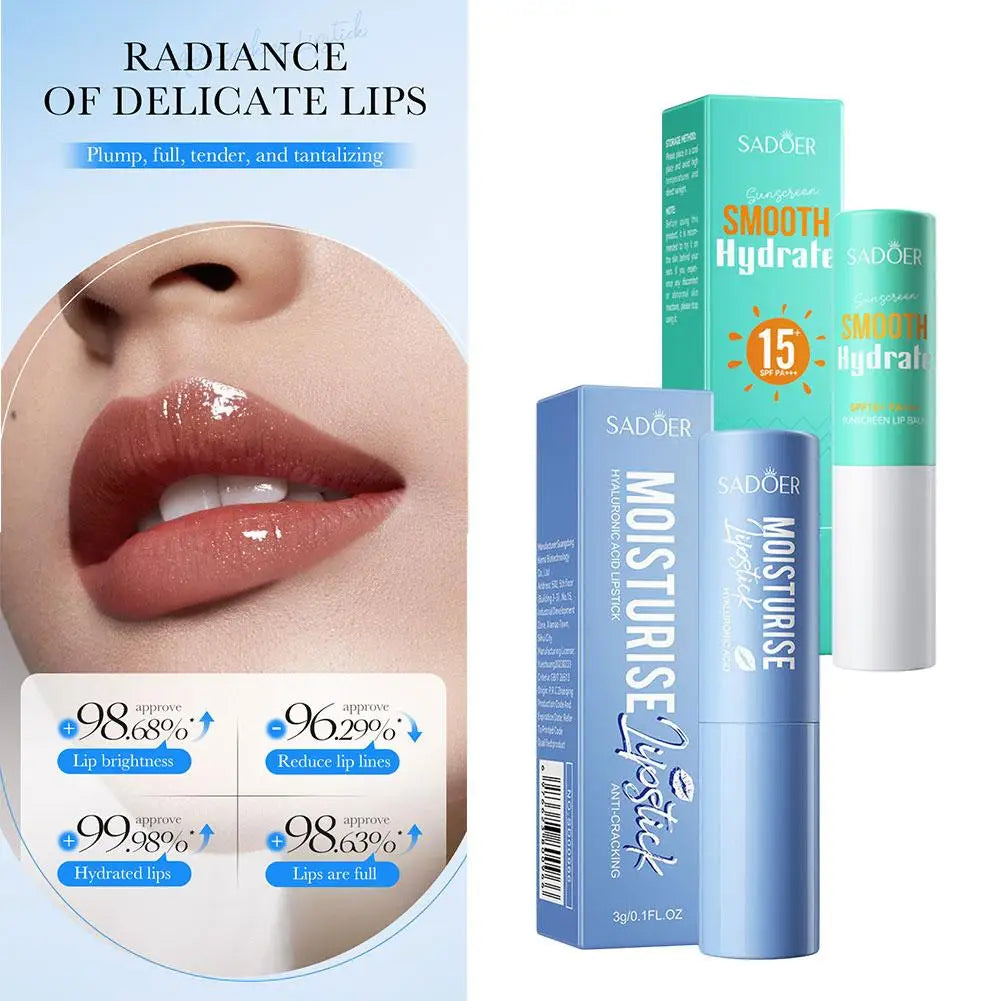SADOER Hyaluronic Acid Lipstick Lips Skincare Nourishing Brightening Moisturizing Lip Balm Lips Skin Care Products