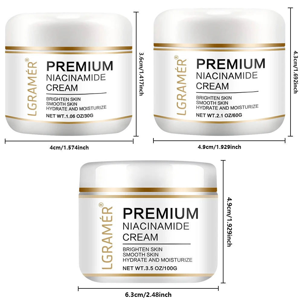 LGRAMER Gold Hyaluronic Acid Nicotinamide Face Essence Moisturize Replenishment Smooth Brighten Skin Care Firming Facial Serum