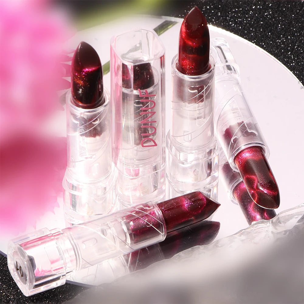 Moisturizing Cat Eye Lipstick Mirror Glitter Metallic Lipstick Diamond Pink Pearl Sparkling Lip Gloss Color Changing Lips Makeup
