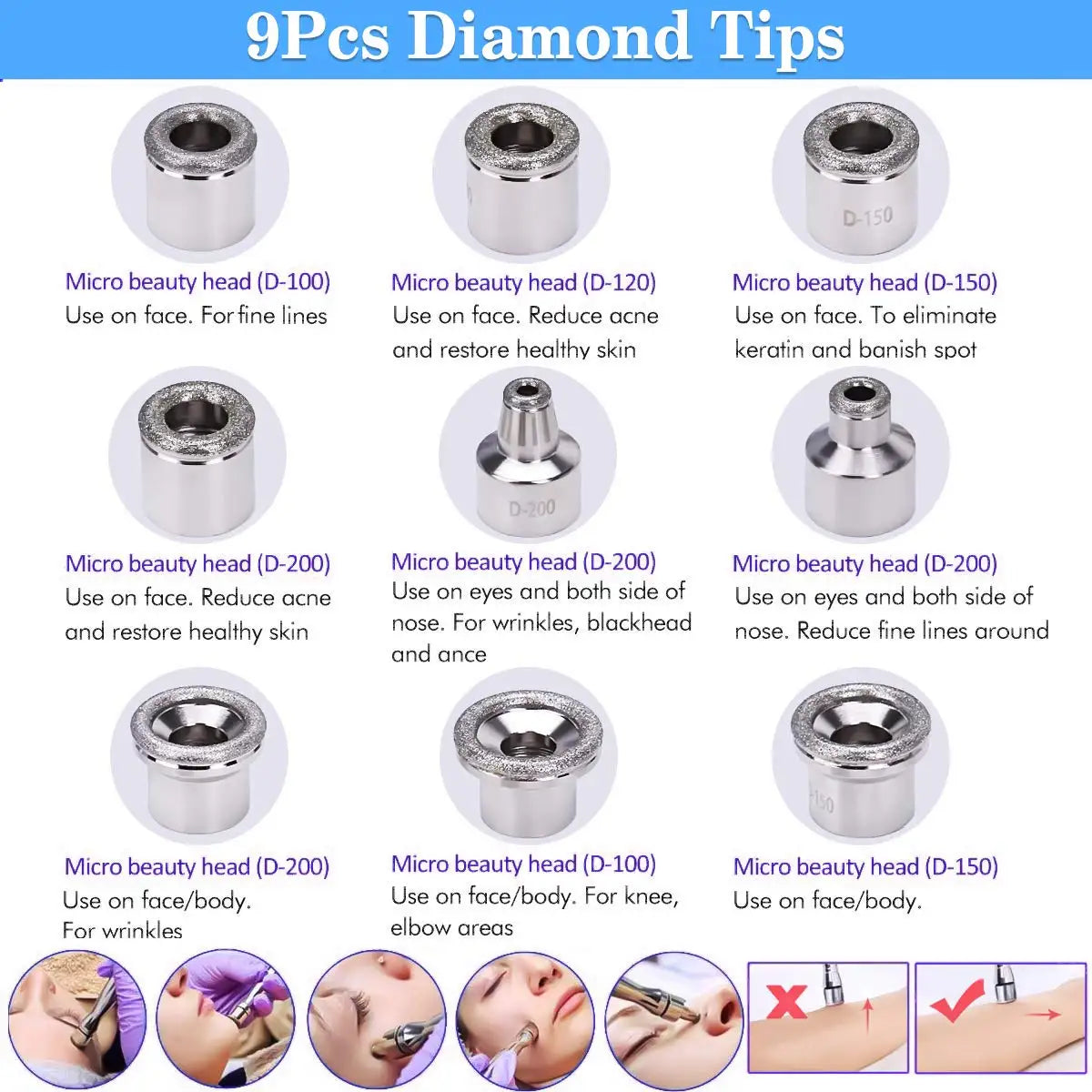 Professional Diamond Microdermabrasion Machine 65-68cmHg Suction 9 Tips Facial Exfoliation Skin Dermabrasion Machine