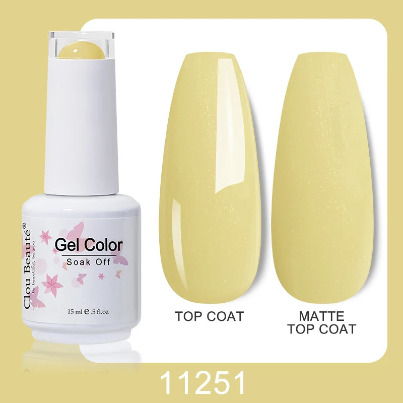Clou Beaute Nail Gel Polish Kit 15ml Soak Off UVLED Nails Varnish Semi Permanent Nail Art Gels Lacquer Top Base Coat Gel Lacquer