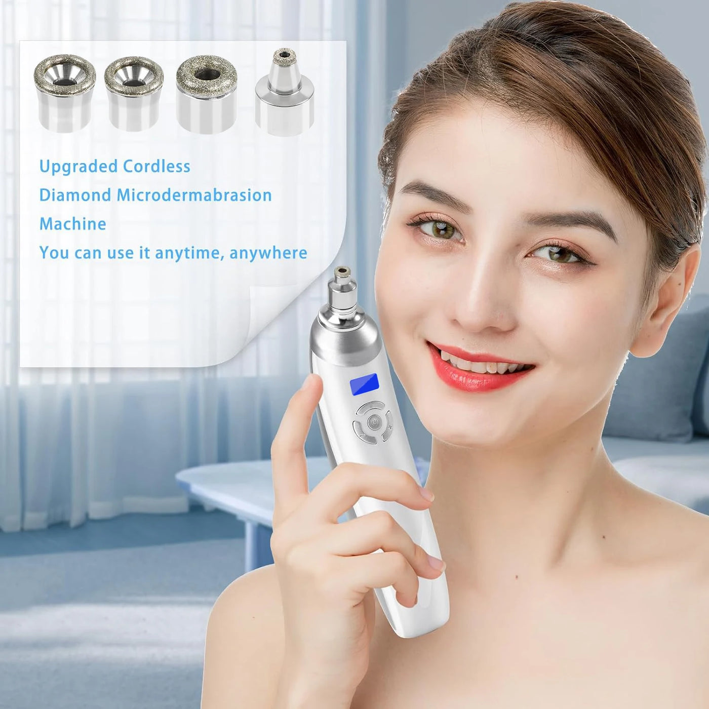 Portable Diamond Microdermabrasion Machine Facial Skin Care Blackhead Removal Beauty Device with Diamond Dermabrasion Tips