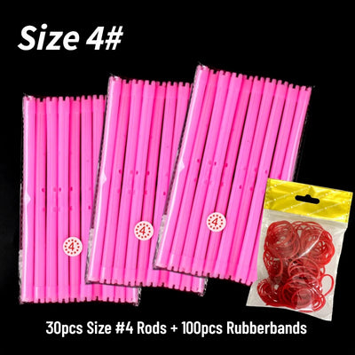 30pcs/set 16.5cm Length Hollow Cold Perm Rods with Rubberbands Extra Long Curler Bars Heatless Rollers Hairdresser Tools 1903