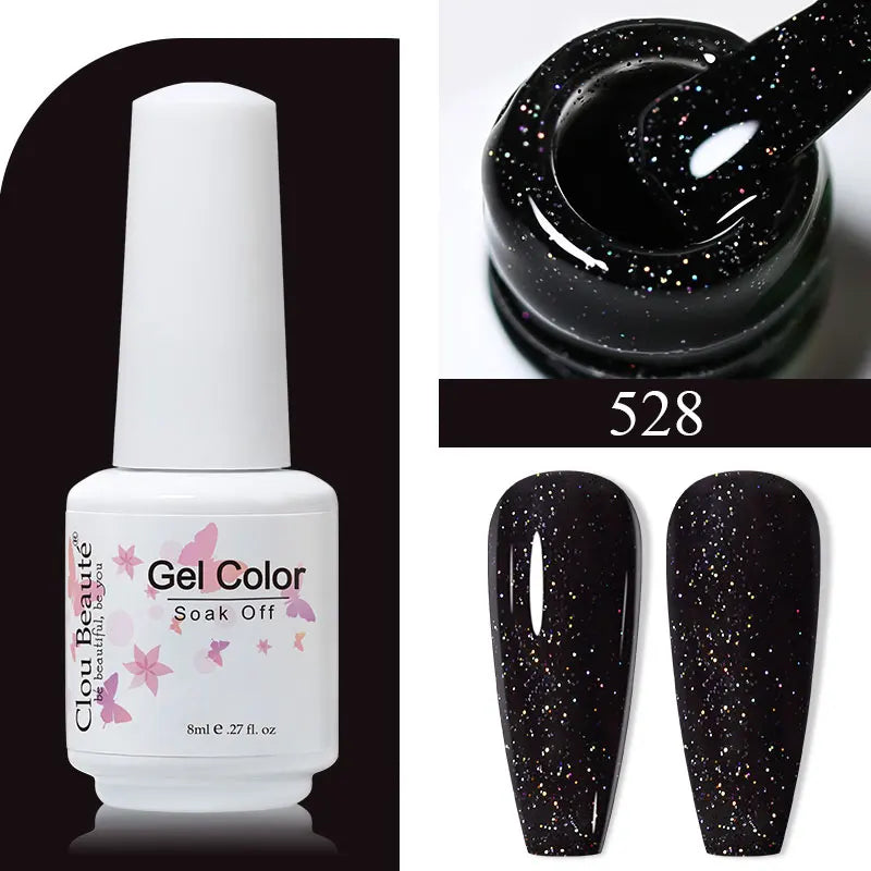 Clou Beaute 8ml Gel Polish Colorful Glitter UV Nail Gel Vernis Semi Permanent Glass Bottle Blue Green White Soak Off Gel Nail