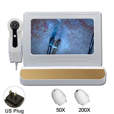 NEW 10 Inch LCD Skin&Hair Scalp Analyzer Detector Digital Microscope Magnifier Skin Hair Blackhead Follicle Detection 50X-200X