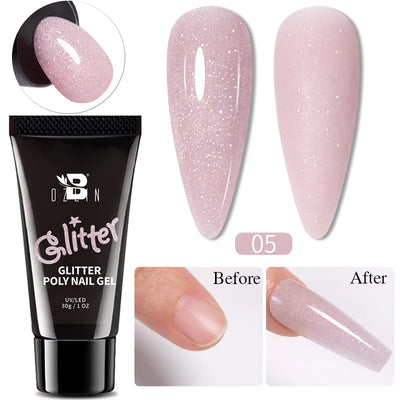 30g Dopamine Sequin Flexible 3D Gel Non Stick Hand Solid Extension Nail Gel Nude Pink White Extension Gel Rhinestone Glue Gel