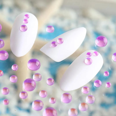 1Box Rainbow Mermaid Tears Nail Art Charms Macaron Bubble Beads Nail Art for Summer Aurora Half Spherical Glass Nail Decorations