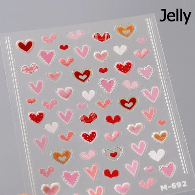 Cat's Eye 5D Gradient European Love Heart Gem Wing Crystal Geometric Colorful Self Adhesive Nail Art Stickers Manicure Decals