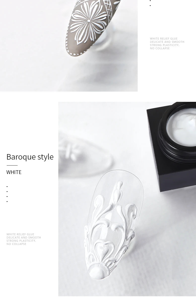 5ml Painted Embossed Gel Nail Polish 3D Black White Nail Art Plaster Gypsum Drawing Painting Carving Gel Salon DIY Manicure Tool