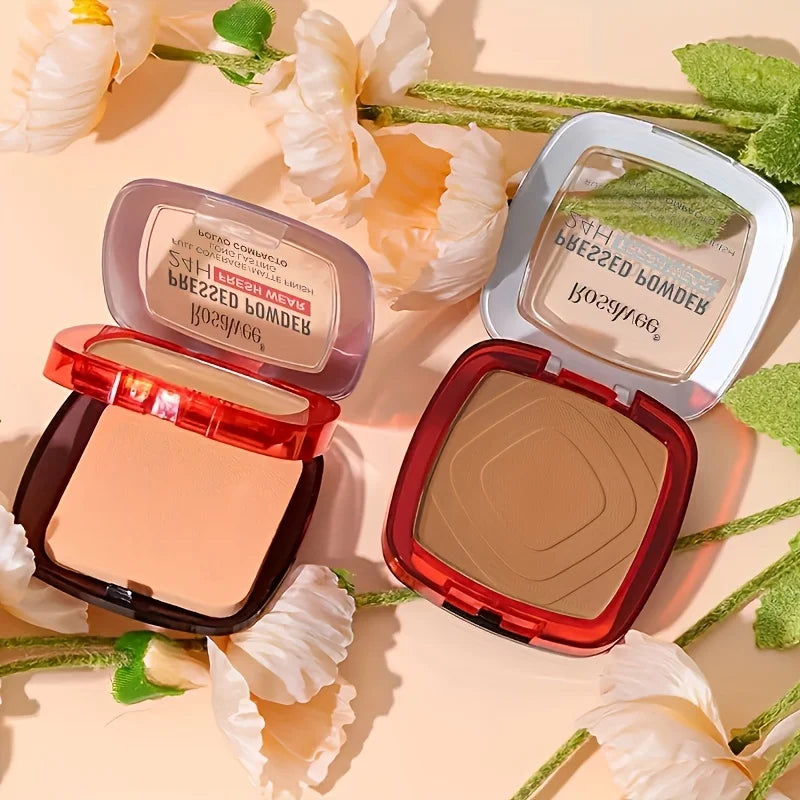 Full Coverage Pressed Powder Foundation With Puff Applicator, 24H Wear Matte Control Oil  Foundation Long Lasting Face Makeup