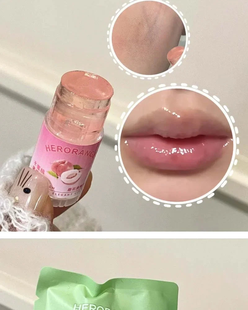 Peach Lychee Fruity Lip Balm Moisturizing Anti-Dry Anti Crack Clear Crystal Lip Balm Lip Care Mini Cute Jelly Lipstick Skin Care