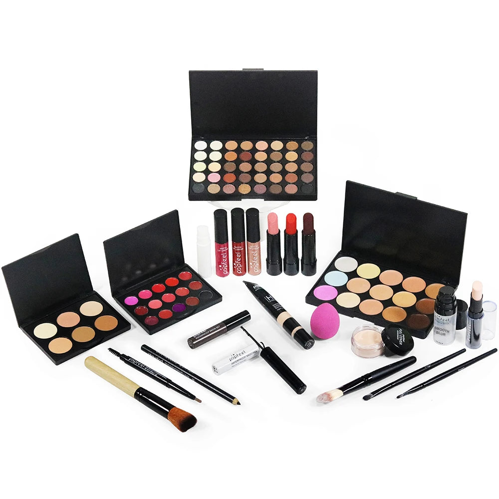 POPFEEL Beginner Makeup Set for Women，Complete Makeup Essentials Gift Kit with Eyeshadow Palette, Foundation, Concealer, Lipstic