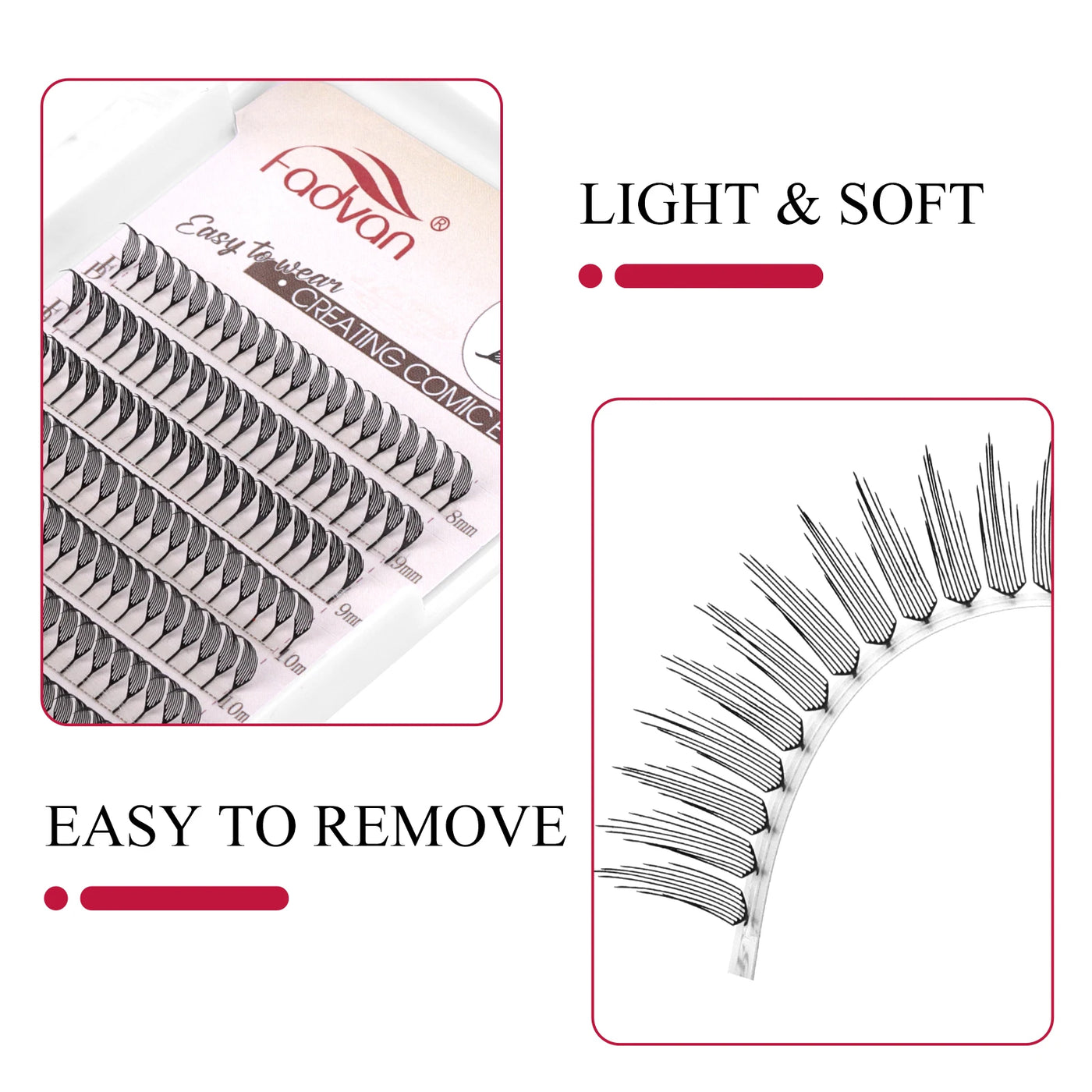 FADVAN D Curl Devil Comic Cartoon Spirit Style 8-14mm Heart Feather Spire Eyelash Extension Demon Tower Top 3D Light Lash
