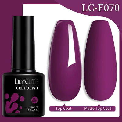 Lilycute Auroras Effect Gel Nail Polish Top Coat Summer Purple Spar Glitter Laser Semi Permanent Soak Off Nail Art Gel Varnish