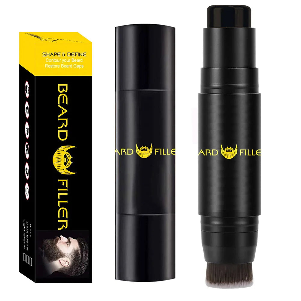Men Beard Filling Stamp Beard Pencil Filler Waterproof Moustache Pen Beard Brush Enhancer Moustache Coloring Shaping Sweatproof