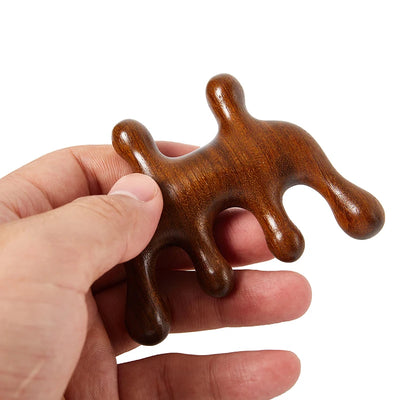 Sandalwood Head Meridian Massage Comb with Five Teeth Antistatic Massager Acupuncture Therapy Blood Circulation Wooden Combs