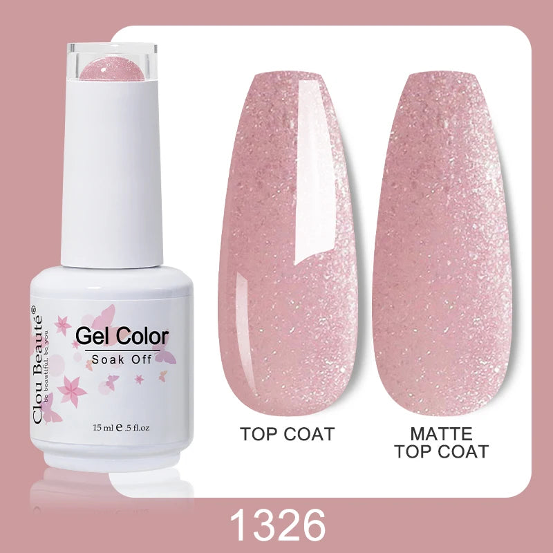 Clou Beaute Nail Gel Polish Kit 15ml Soak Off UVLED Nails Varnish Semi Permanent Nail Art Gels Lacquer Top Base Coat Gel Lacquer