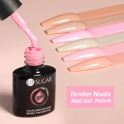 UR SUGAR 7ml Nude Pink Color Nail Gel Polish Semi Permanent Soak Off UV DIY Nail Art Gel Long Lasting Design Manicure Supplies