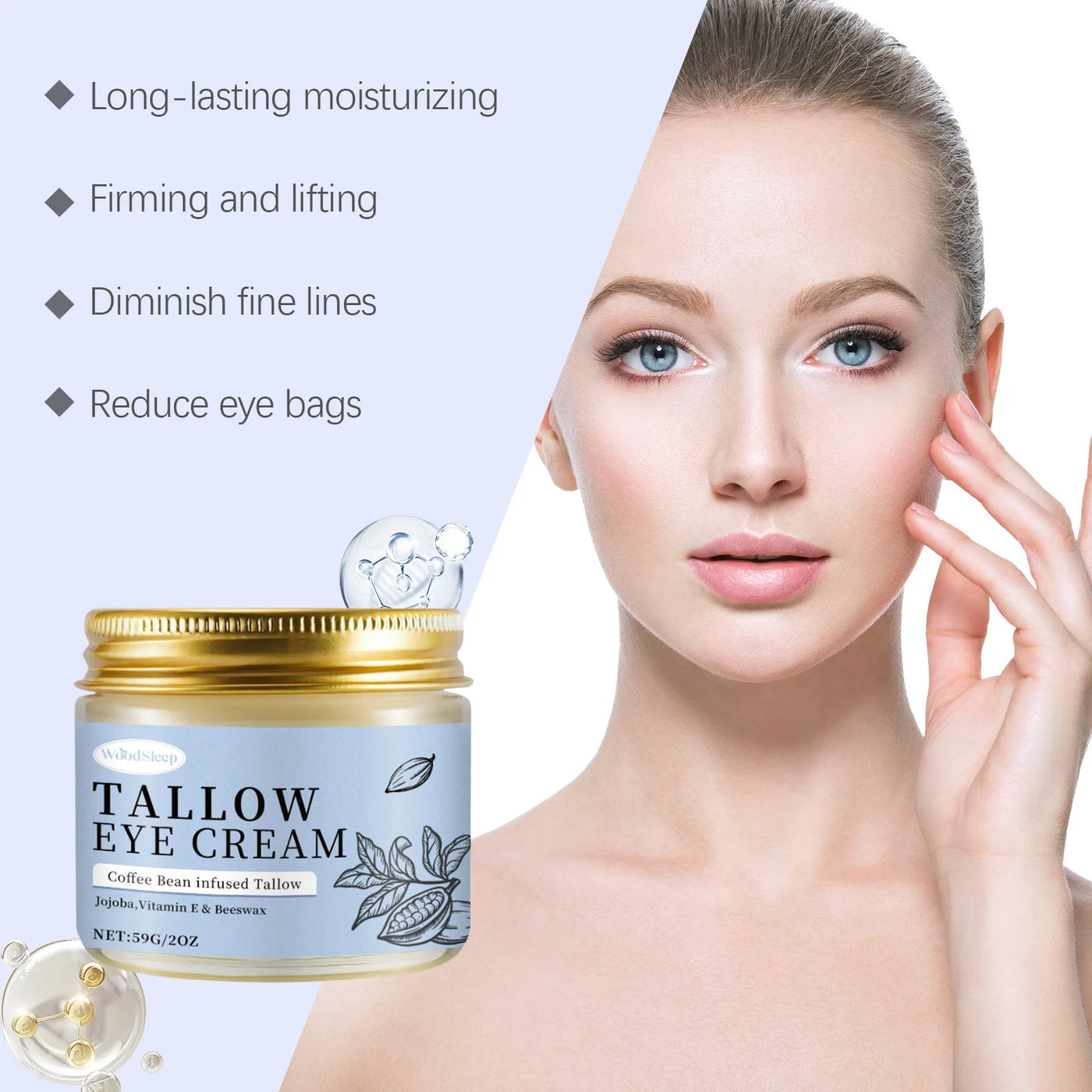 Firming Eye Cream Eye Bag Removal Fade Fine Lines Lightening Dark Circles Moisturizing Brighten Tallow Anti Puffiness Eye Cream
