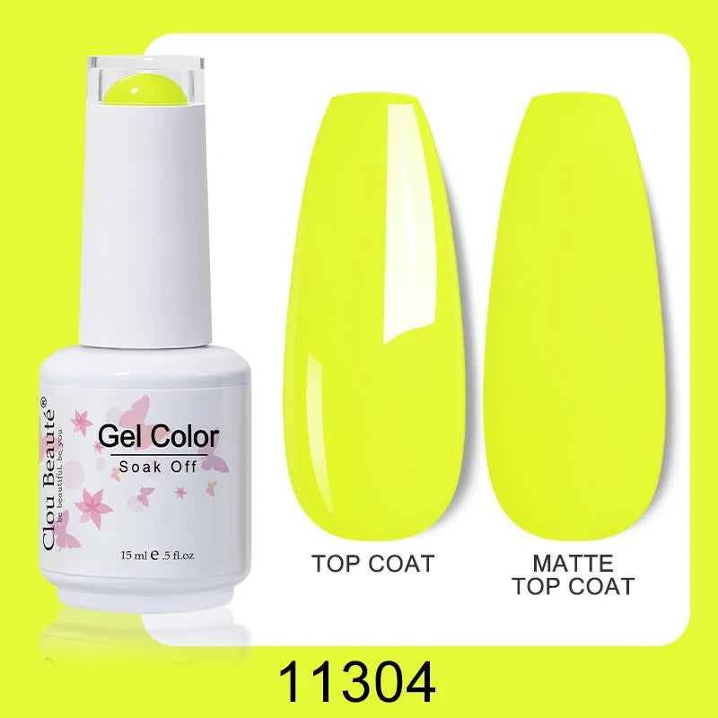 Clou Beaute Nail Gel Polish Kit 15ml Soak Off UVLED Nails Varnish Semi Permanent Nail Art Gels Lacquer Top Base Coat Gel Lacquer
