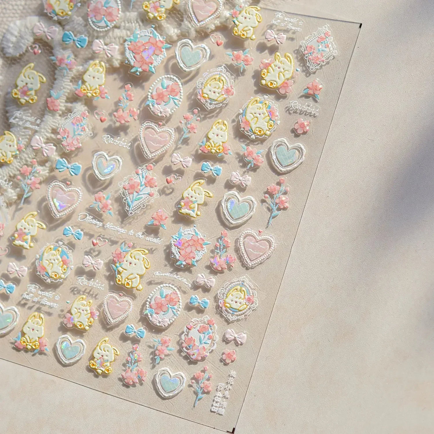 Cat's Eye 5D Gradient European Love Heart Gem Wing Crystal Geometric Colorful Self Adhesive Nail Art Stickers Manicure Decals