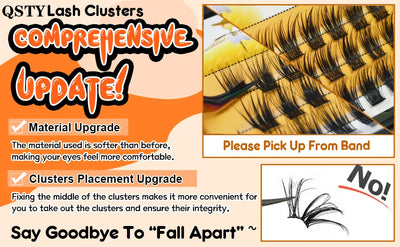 DIY Clusters Eyelash Extension, Dovetail, Segmented Lashes, 36 Volume, 3D Fluffy, Natural, Individual Bundles, LC02-7