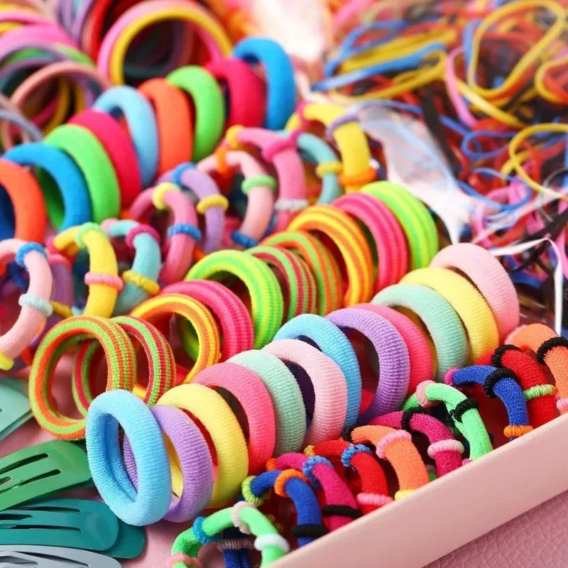 Girls Colorful Hair Bands Set Nylon Elastic Rubber Band Satin Scrunchies Children Ponytail Holder Kids Hair Accessories