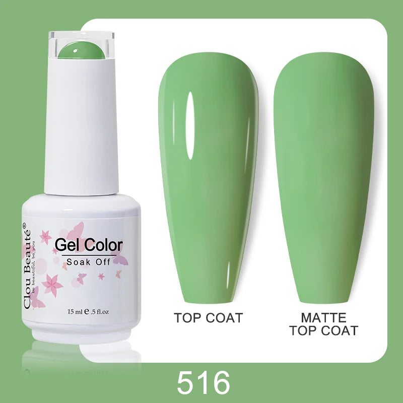 Clou Beaute Nail Gel Polish Kit 15ml Soak Off UVLED Nails Varnish Semi Permanent Nail Art Gels Lacquer Top Base Coat Gel Lacquer