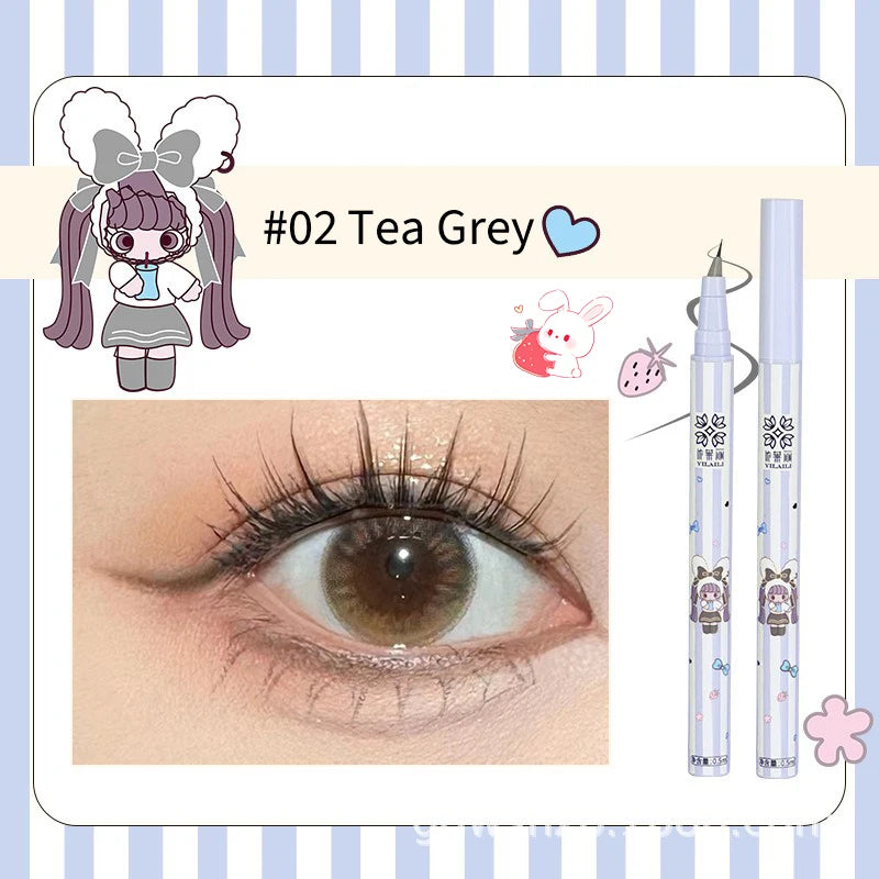 Slanting Ultra-thin Lower Eyelash Eyeliner Pen Liquid Waterproof Tea Grey Smooth Lying Silkworm Eyes Liner Pencil Makeup Tool