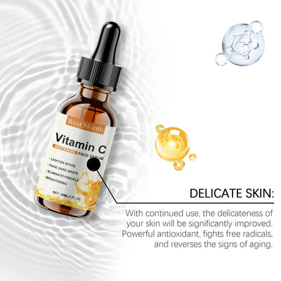Vitamin C Whitening Serum Remove Freckles Dark Spots Face Essence Fade Melasma Melanin Brighten Repair Dull Skin Care Cosmetics