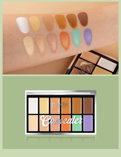 IMAGIC 12-Color Concealer Foundation Cream Covers Acne Marks Dark Circles Full Coverage Suit for All Skin Primer Makeup Cometics