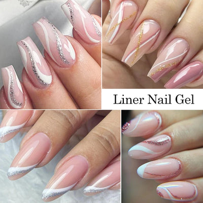 5ml Metallic Painting Liner Gel Nail Polish Set Gold Silver Pink Semi-Permanent Line UV Gel Varnish For Drawing French Nails