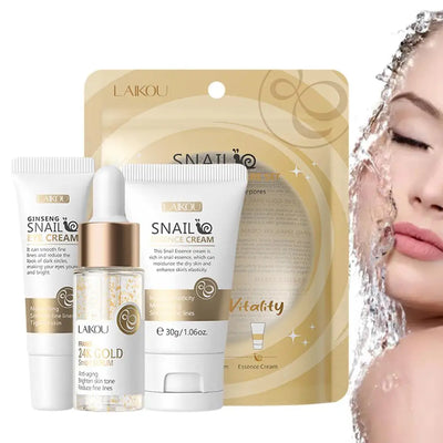1set Snail Serum Essence Anti-aging Women Firming Tightening Repairing Cream Moisturizing Eye Cream Face Serum Skin Care Set