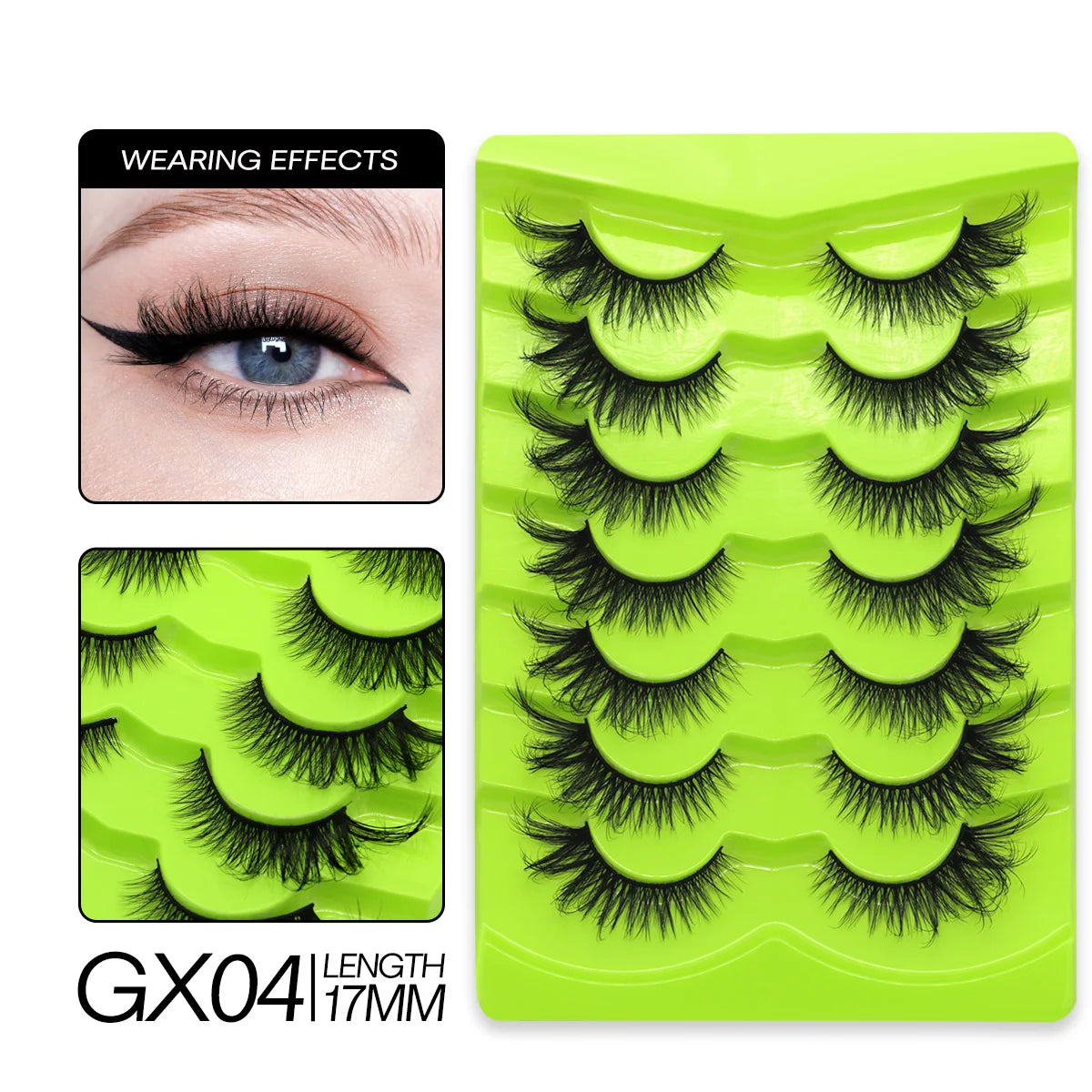 GROINNEYA Cat Eye Lashes Natural long Manga Lashes Faux Mink Eyelashes Winged End Eye Elongated Eyelashes Fake Lashes Soft