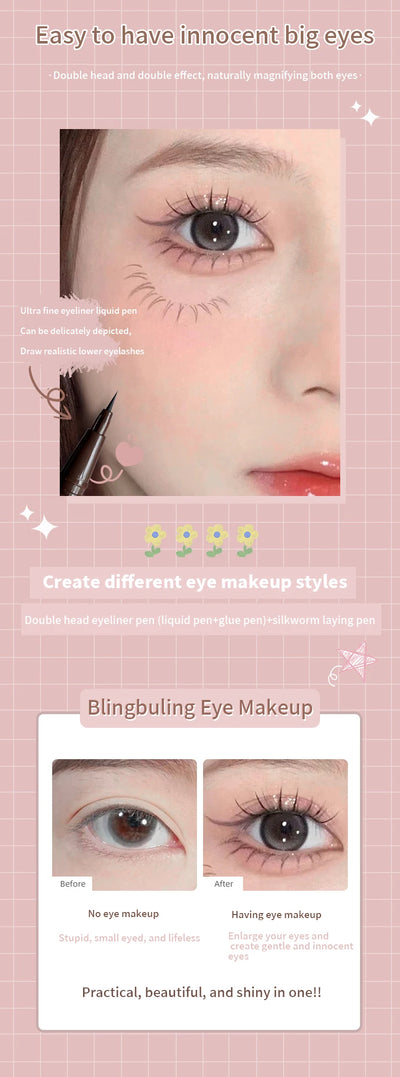 Eyeliner Double Head Pen For Smooth And Delicate Eye Makeup  Quick Drying Film Forming Waterproof And Sweat Proof Eye Makeup