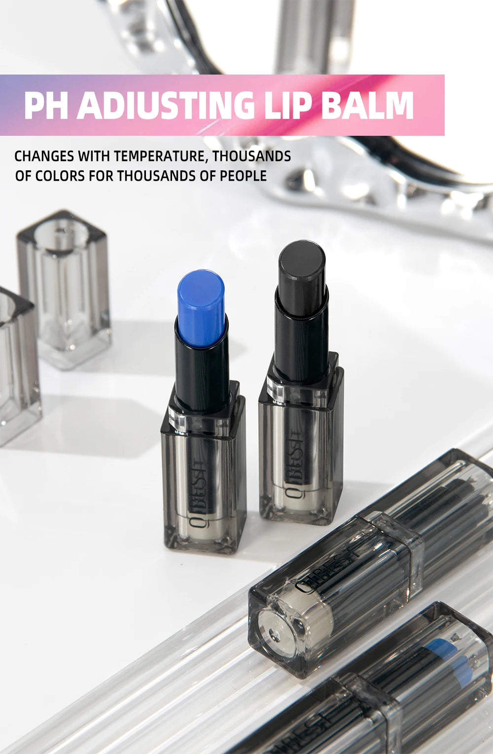 QIBEST Magic Color Changing Lip Stick Moisturizing Long Lasting PH Change Shift Colors Lip Balm Nourish Lip Stain Tint Makeup