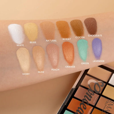 IMAGIC 12-Color Concealer Foundation Cream Covers Acne Marks Dark Circles Full Coverage Suit for All Skin Primer Makeup Cometics