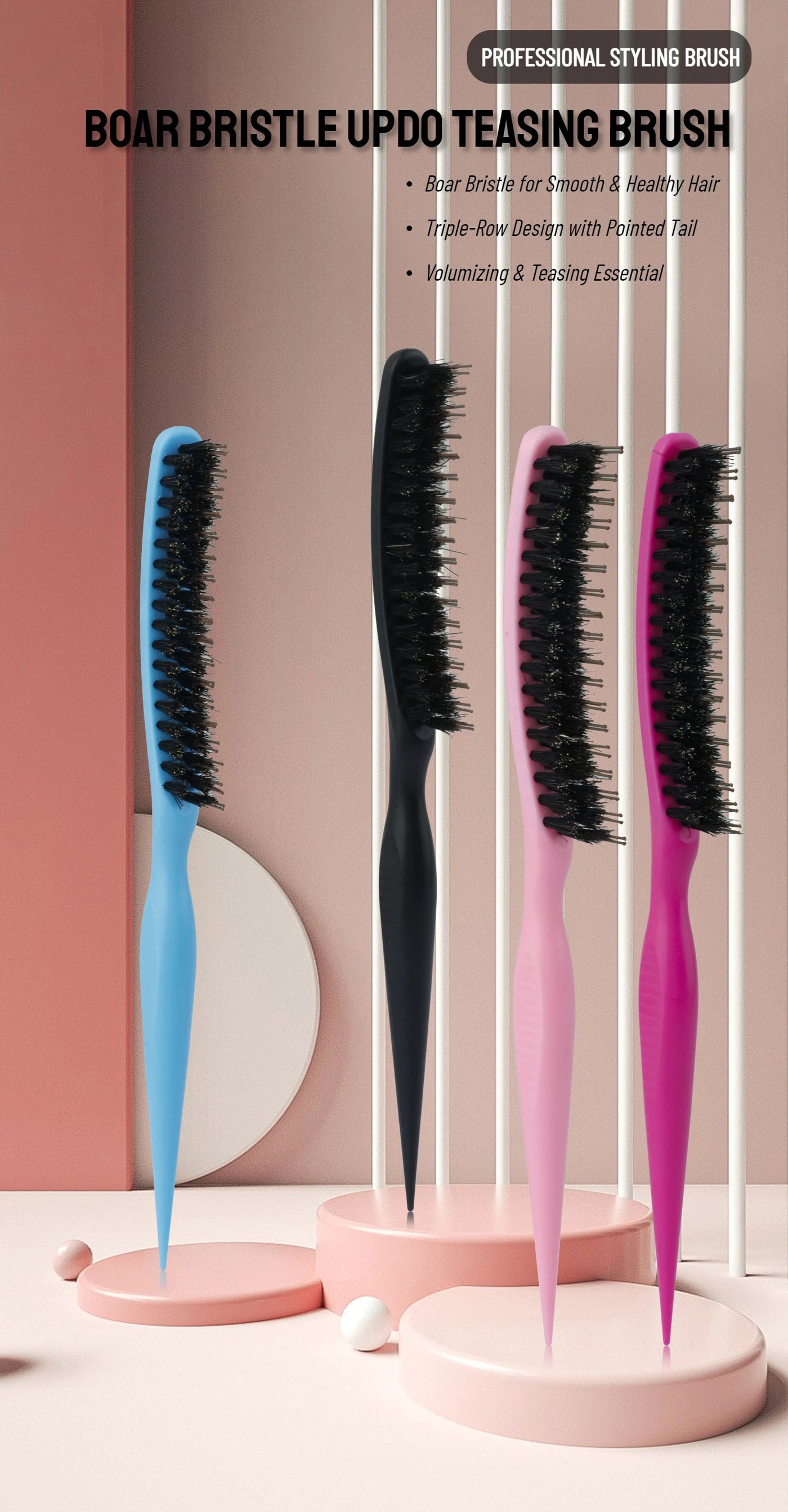 1Pcs Professional Teasing Backcomb Hair Brush - Volumizing & Lift Styling Tool for Big Hair, Updos & Wedding Styles