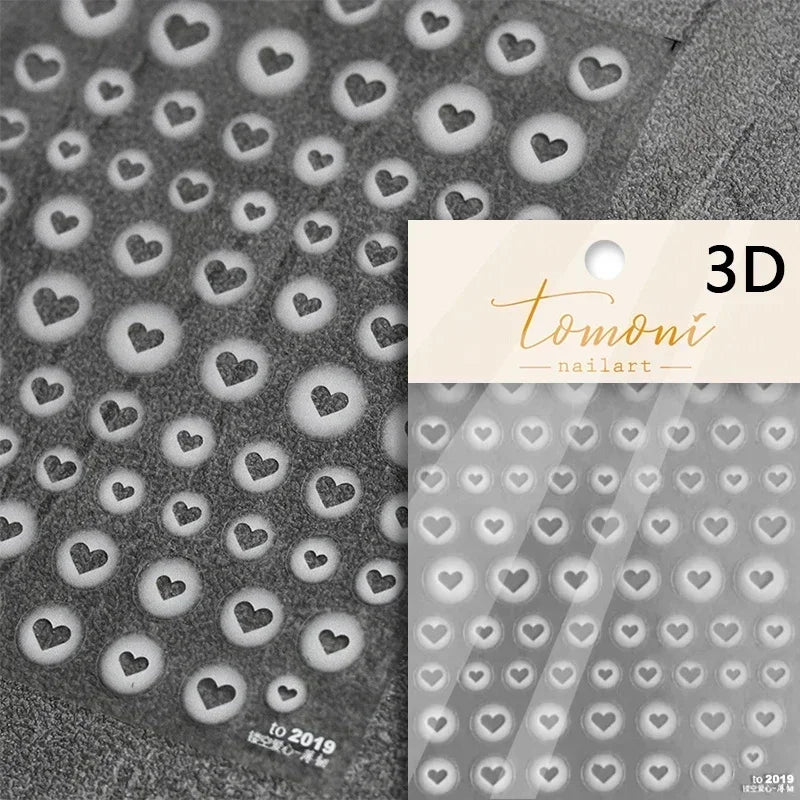 Cat's Eye 5D Gradient European Love Heart Gem Wing Crystal Geometric Colorful Self Adhesive Nail Art Stickers Manicure Decals