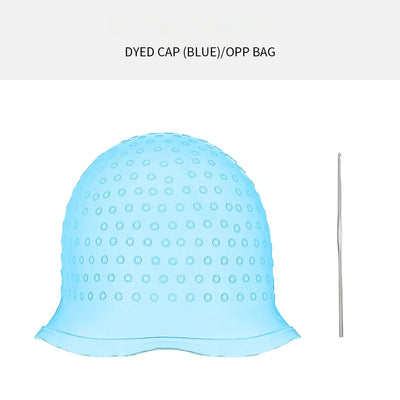DIY Salon Dye Silicone Cap With Needle Hair Coloring Cap Hair Highlights Hat Reusable Soft Durable Hair Dye Tool Dye
