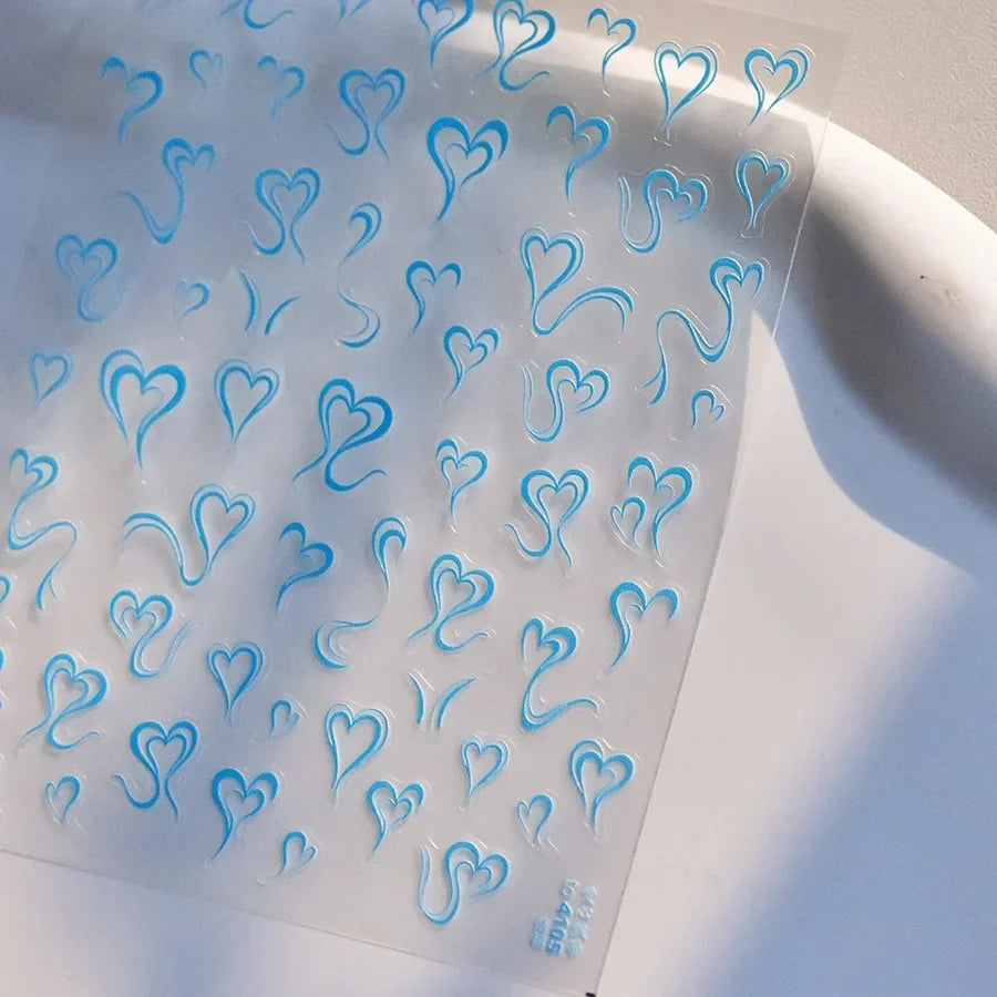 Cat's Eye 5D Gradient European Love Heart Gem Wing Crystal Geometric Colorful Self Adhesive Nail Art Stickers Manicure Decals