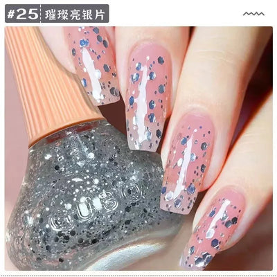 45 Colors Nail Polish Oil-based Nails Polish No-bake Quick Dry Non-tear Small Glitter Nail Gel Transparent Red Nail Art