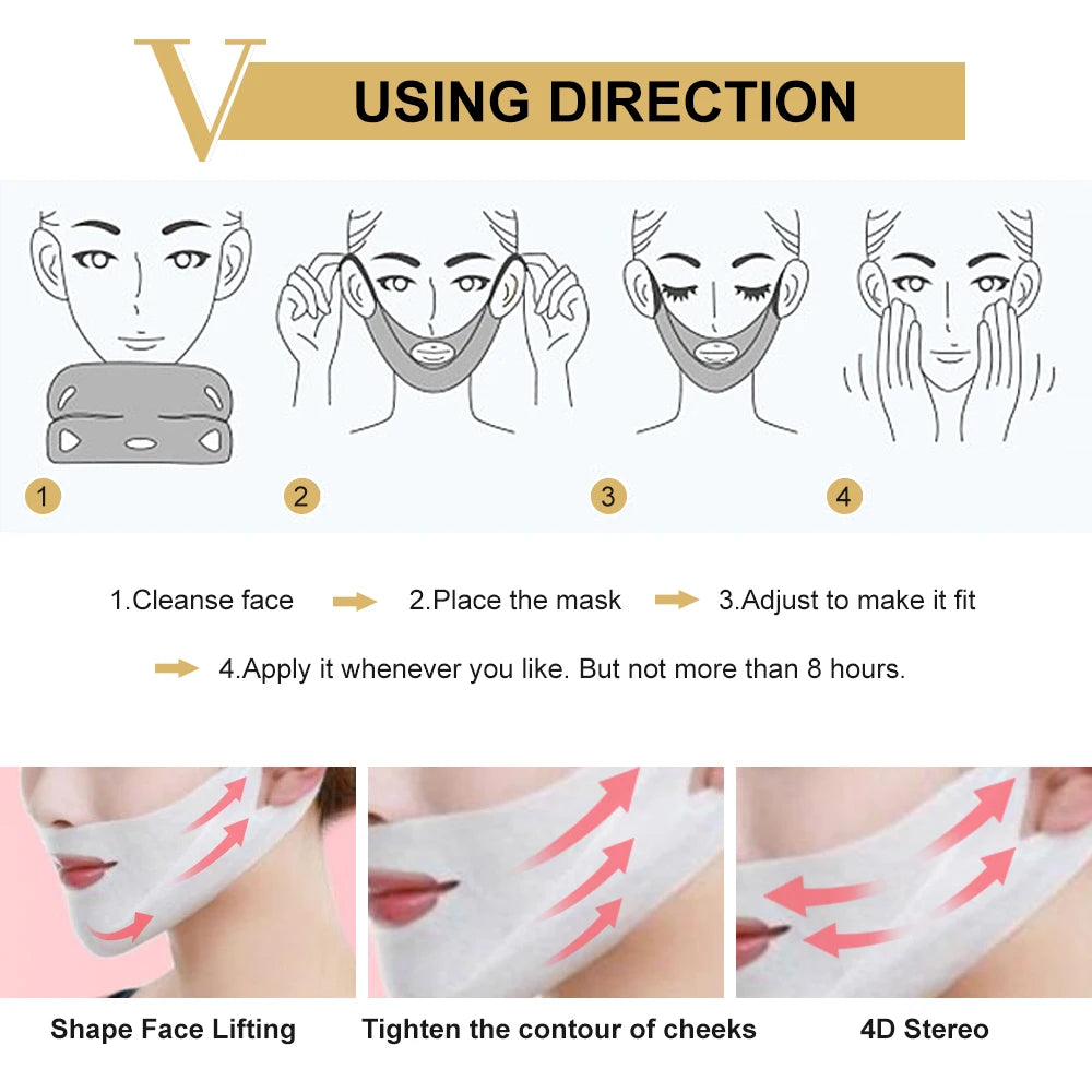 1/6/10pcs Lifting Facial Mask Face V Shape Hydrogel Thin Face-Lifting Slimming Mask Reduce Double Chin Face Massage