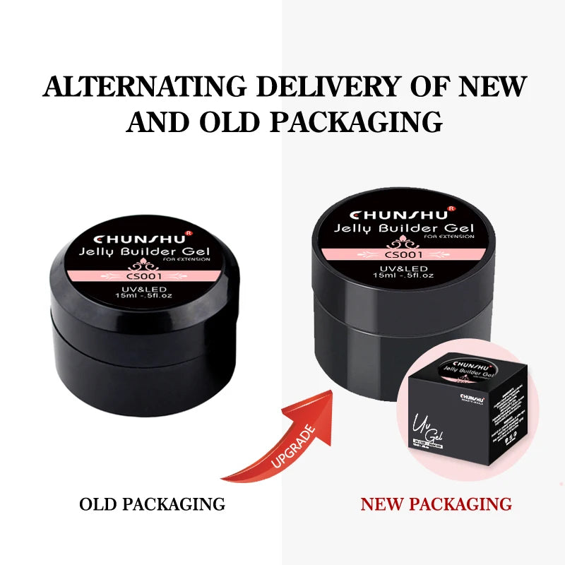 CHUNSHU Solid Jelly Extension Nail Gel Polish 15g Poly Builder Construction Gel For Nails Extend Semi Permanent UV White Varnish